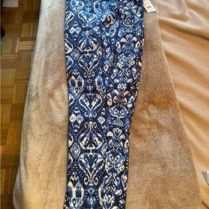 Blue Patterned Women's Ankle Length Pants - Size 16